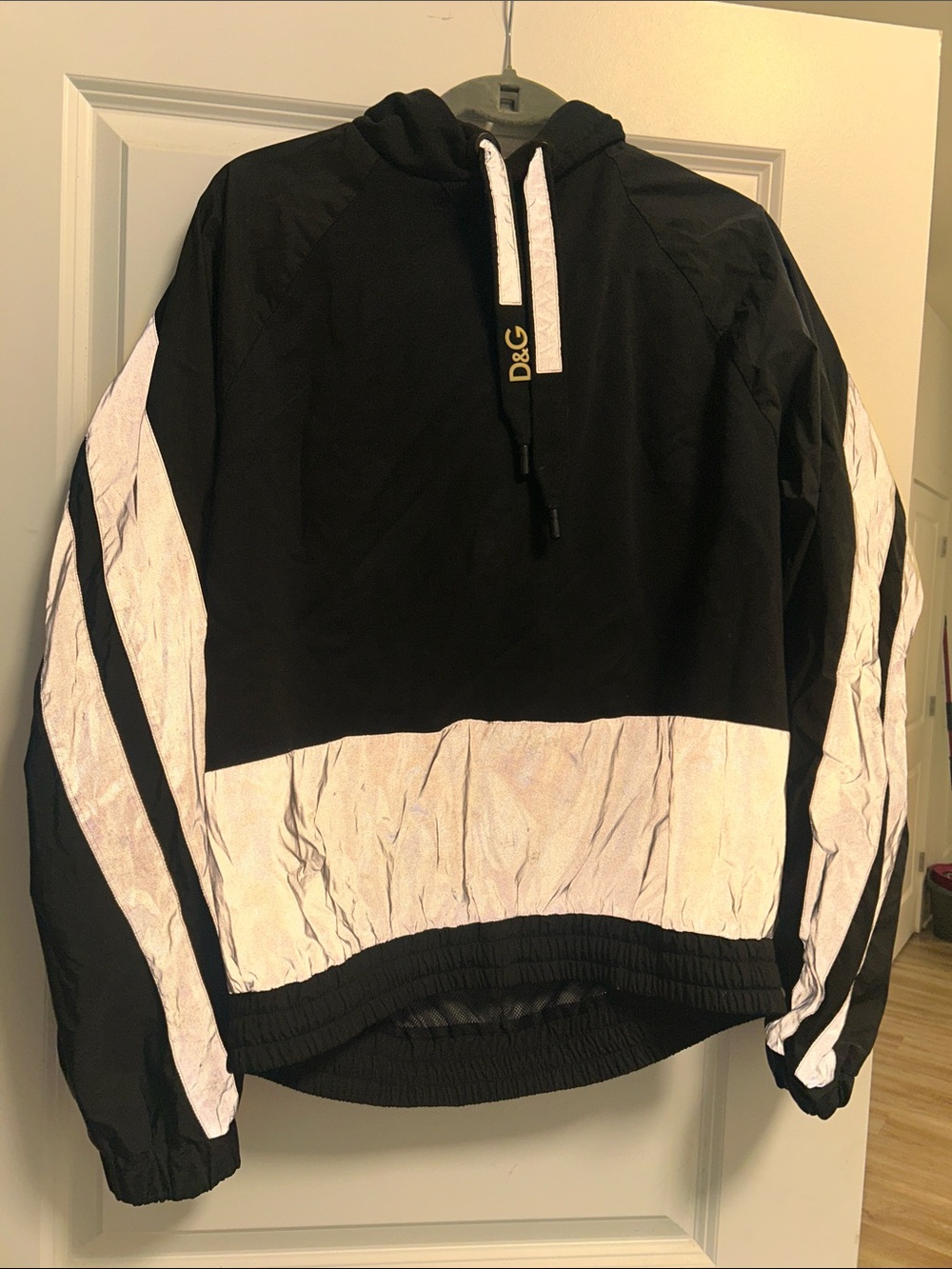 D&G Black Hoodie with White Reflective Panels